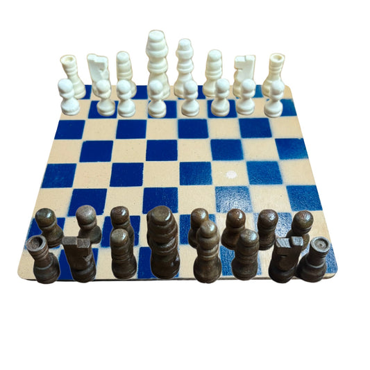 Cream Blue - Mini Chess Set