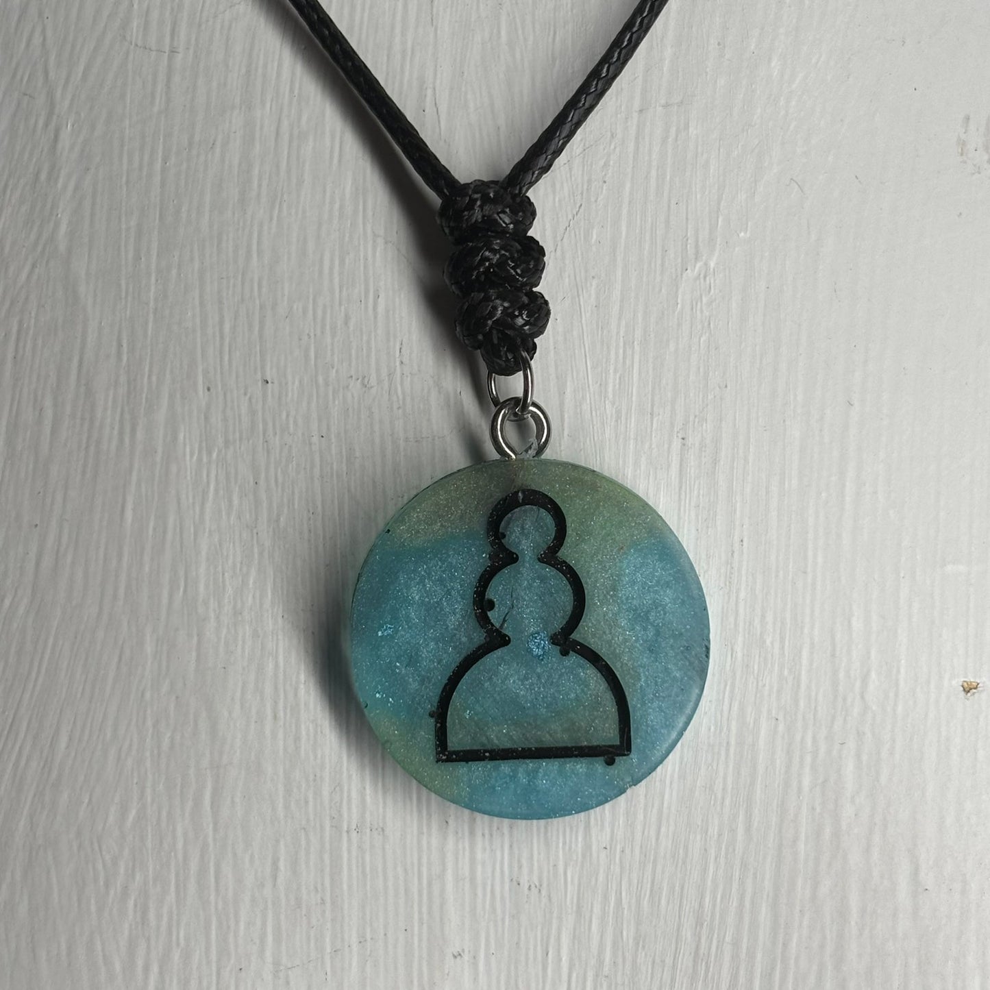 Crystal Blue Pawn - Handmade Resin Chess Necklace
