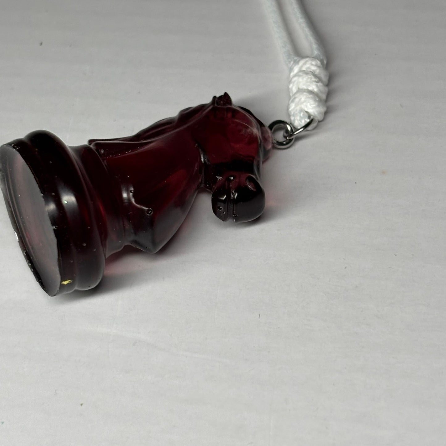 Violet Red Knight - Handmade Resin Chess Necklace