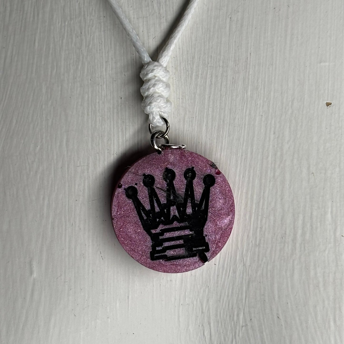 Dark Pink Queen - Handmade Resin Chess Necklace