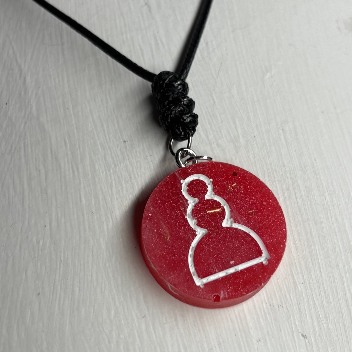 Red Pawn - Handmade Resin Chess Necklace