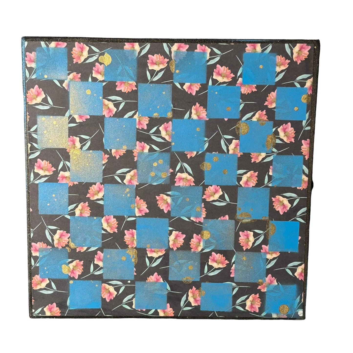 Blue Vintage Flower - Scrapbook Chess Board
