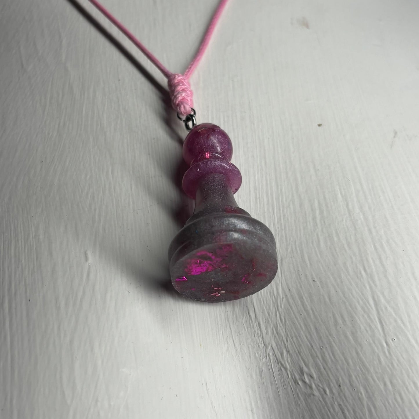 Crystal Purple Bishop - Handmade Resin Chess Necklace