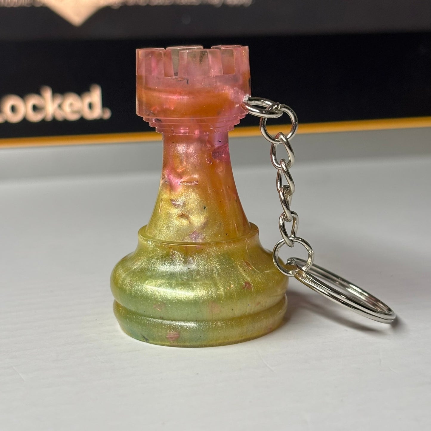 Sunny Pink Rook - Handmade Resin Keychain - Large Edition