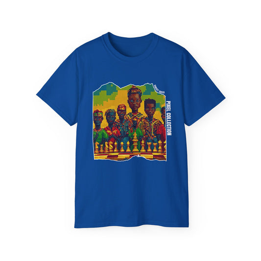 African Pixel Chess - Blue Chess T Shirt