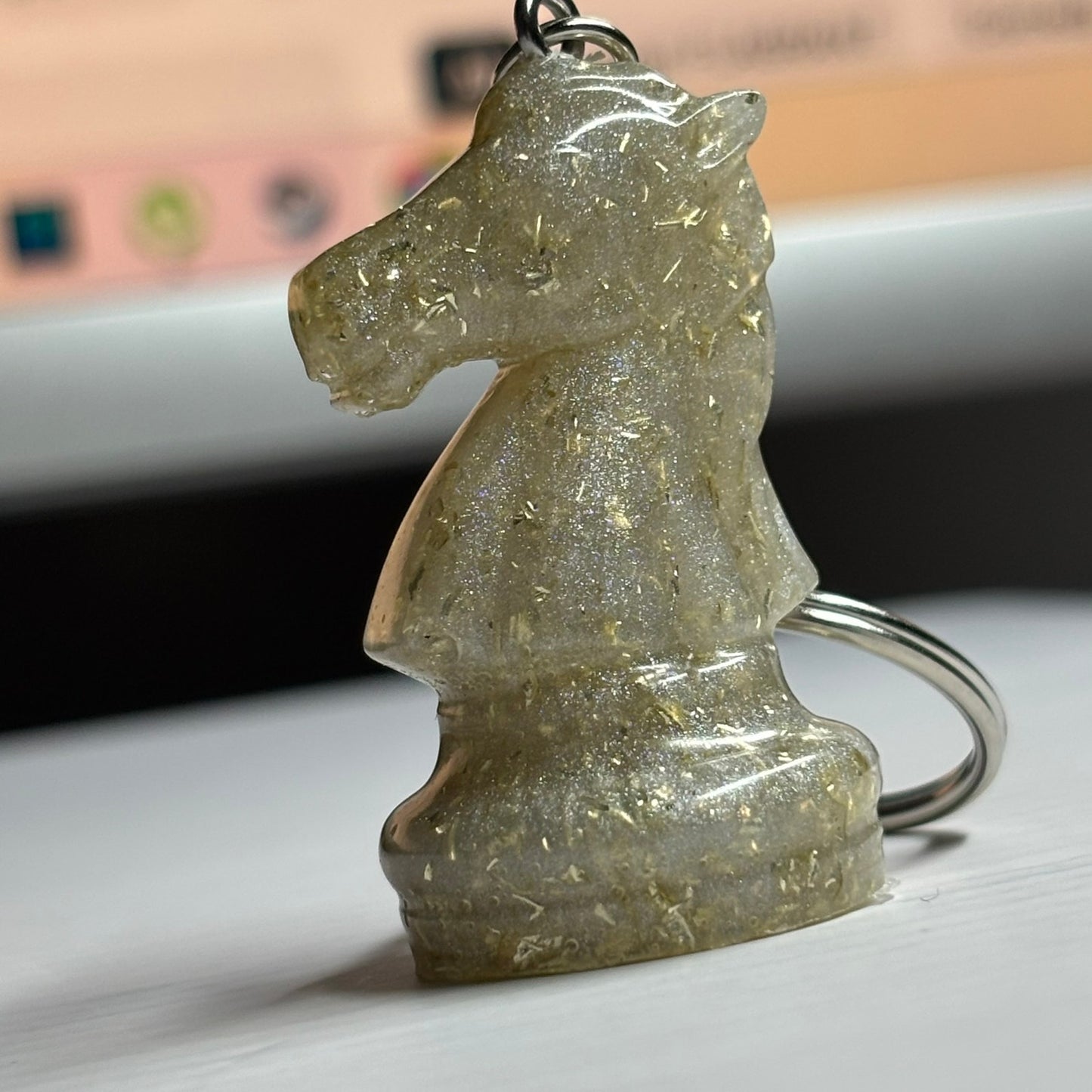 White Crystal Knight - Handmade Resin Keychain