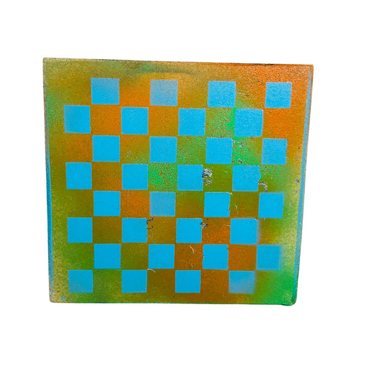 Blue And Dirty Green - Painted Double Sided Chess Board