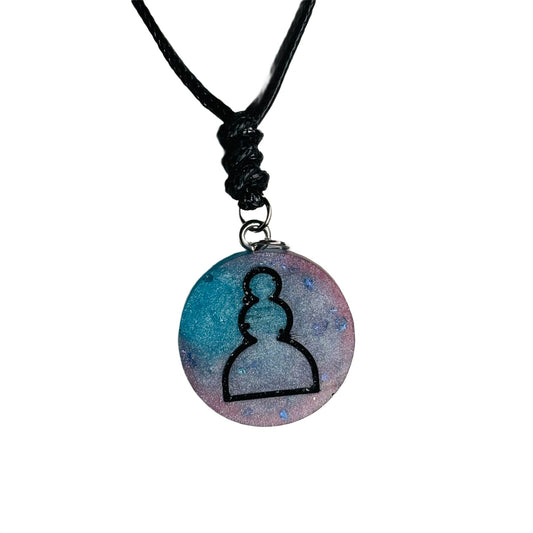 Space Purple/Blue Pawn - Handmade Resin Chess Necklace