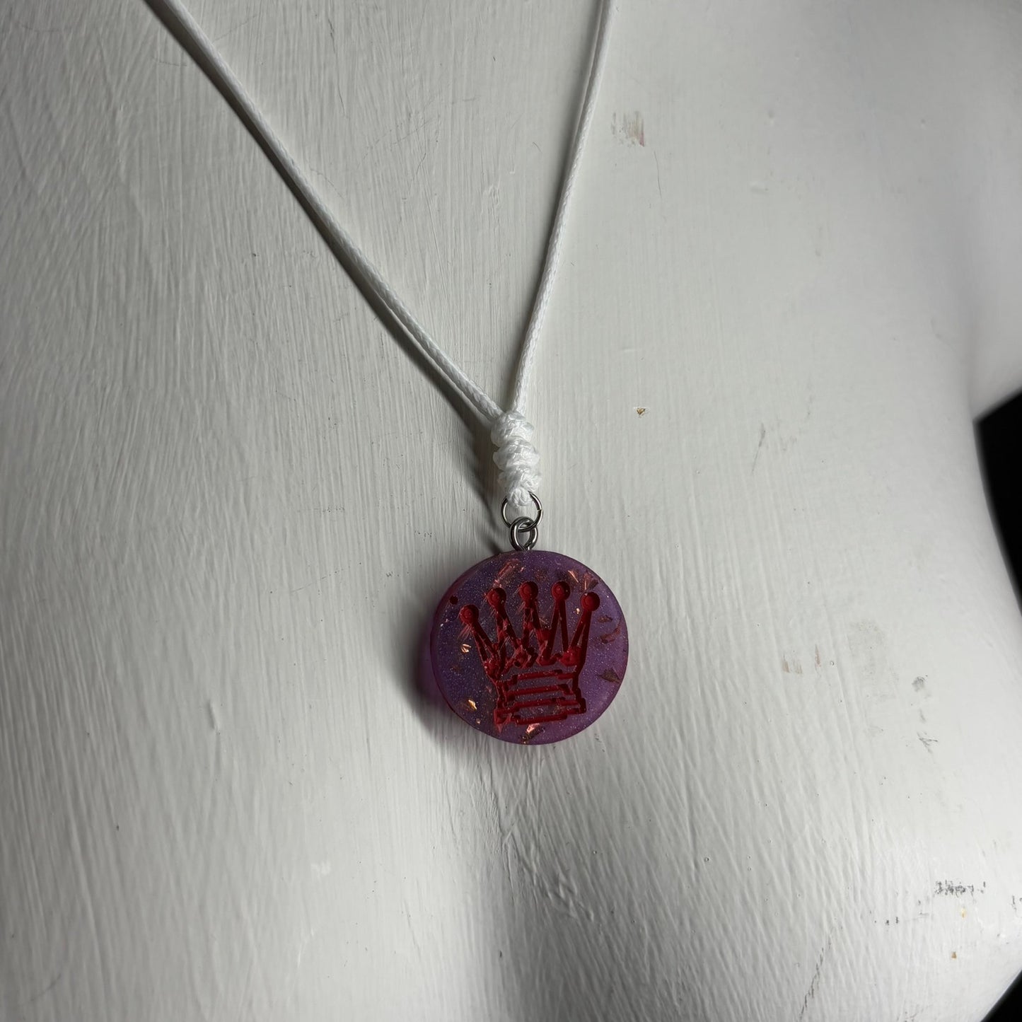 Royalty Purple Red Queen - Handmade Resin Chess Necklace