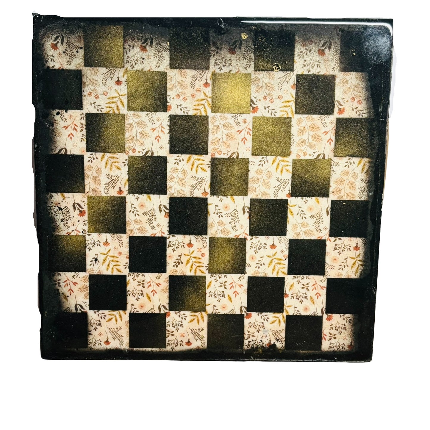 Vintage Flowers - Resin Coated Chess Board