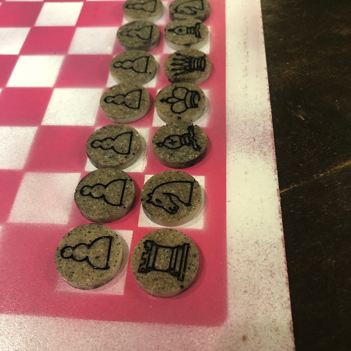 Pink & White - Painted Chess Set