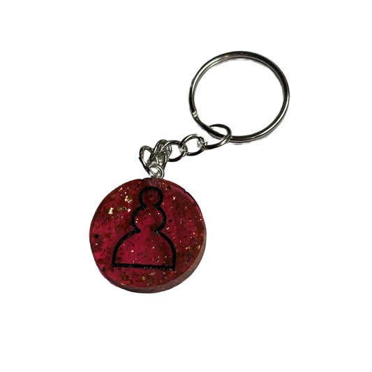 Fire Emerald Pawn - Handmade Resin Keychain - Flat Edition