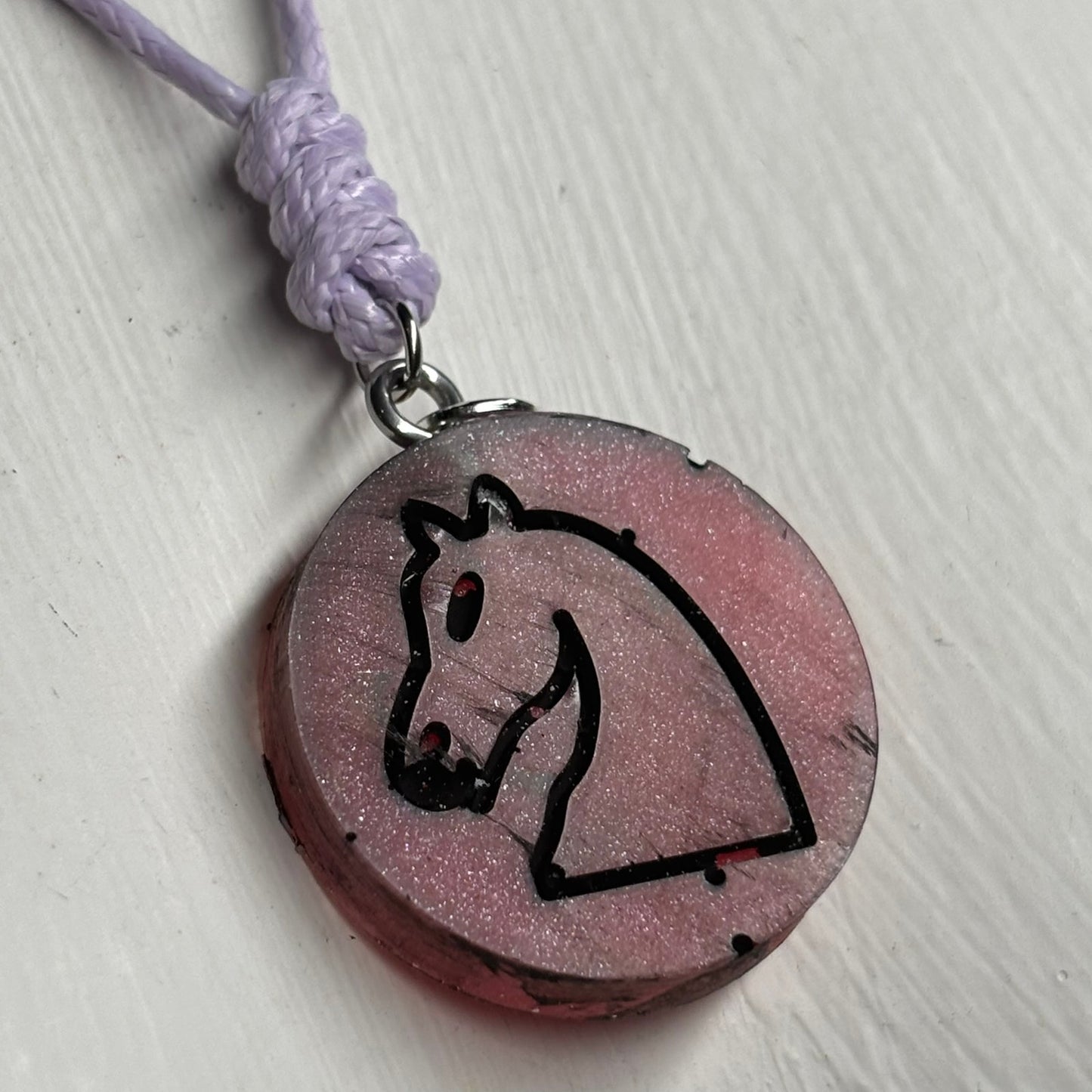 Chrome Red Knight - Handmade Resin Chess Necklace
