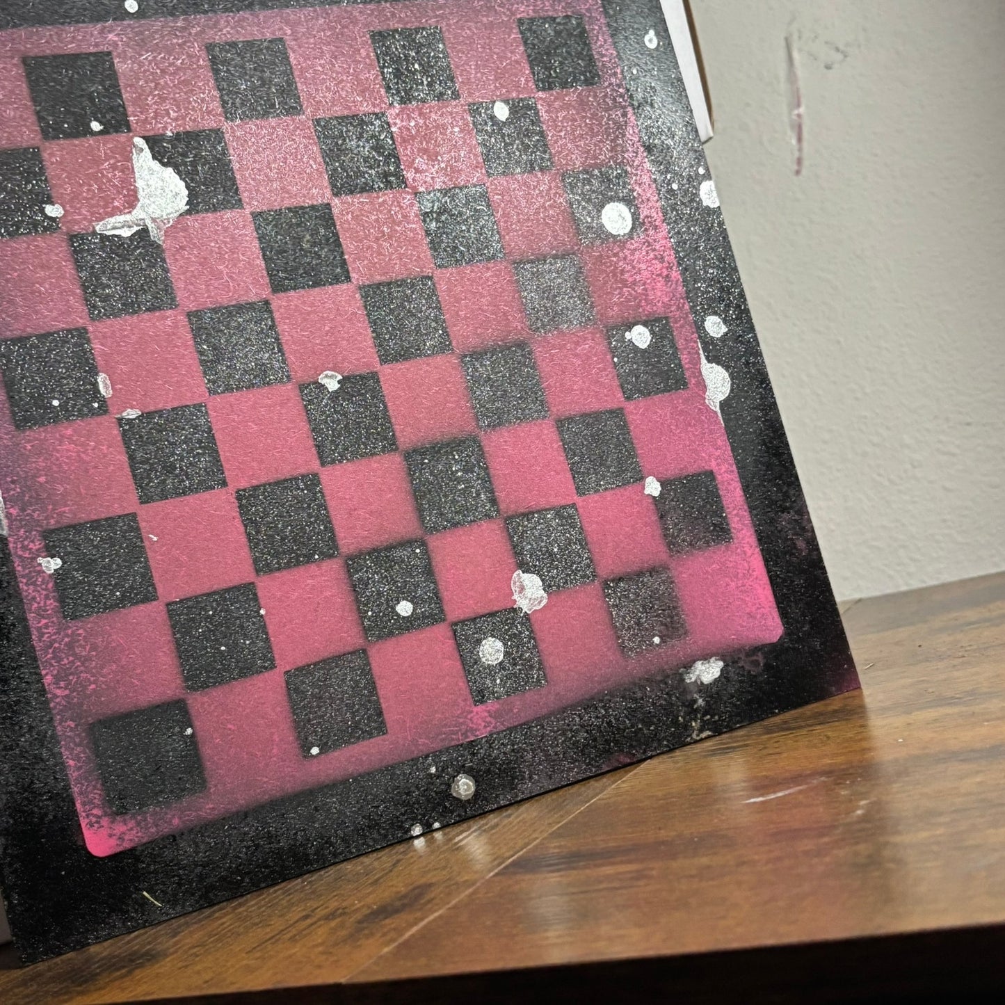 Chrome Pink & Black - Painted Chess Board