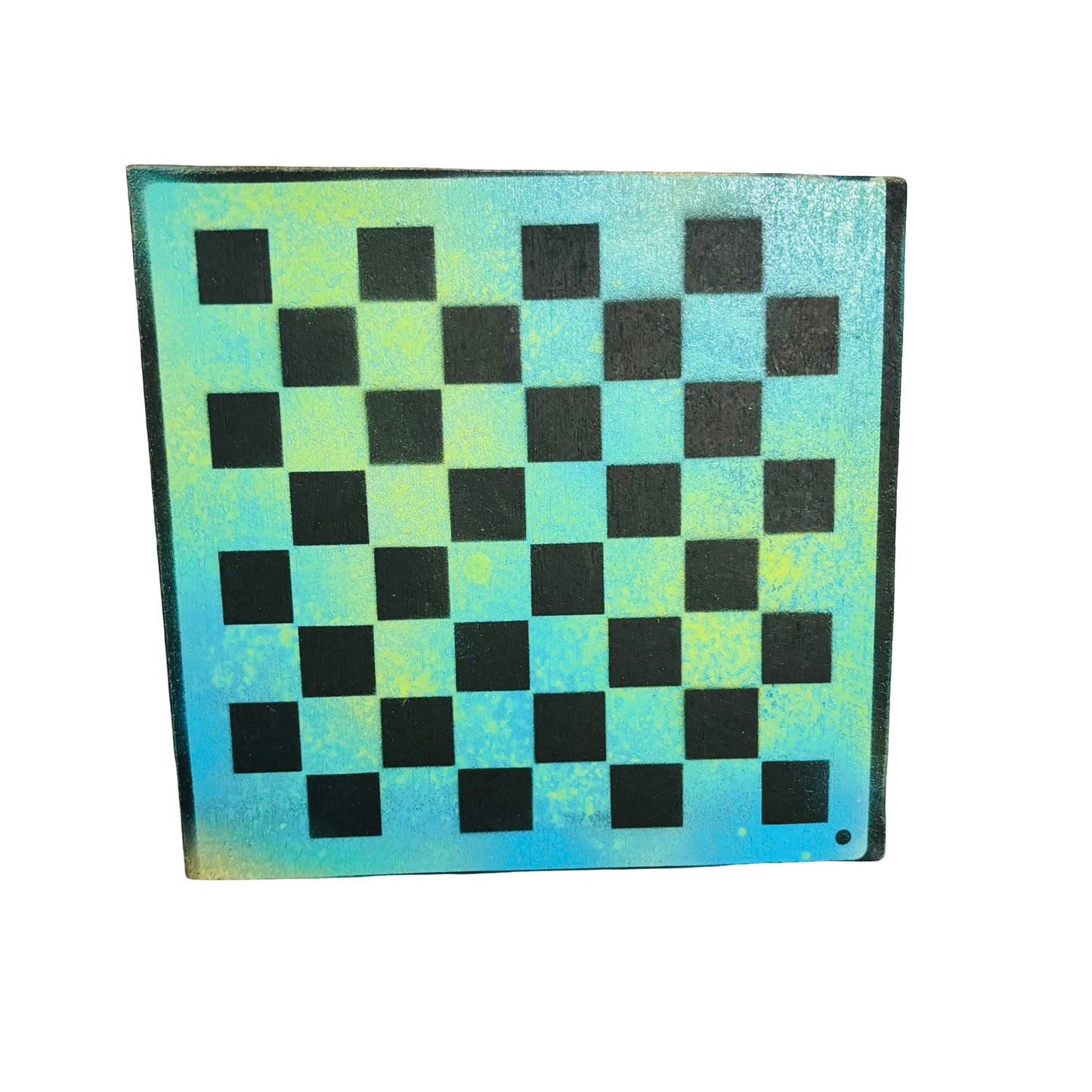 Green Blue Mist - Painted Double Sided Chess Board