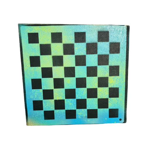 Green Blue Mist - Painted Double Sided Chess Board