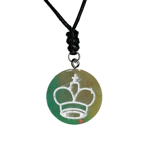 Lime Green King - Handmade Resin Chess Necklace