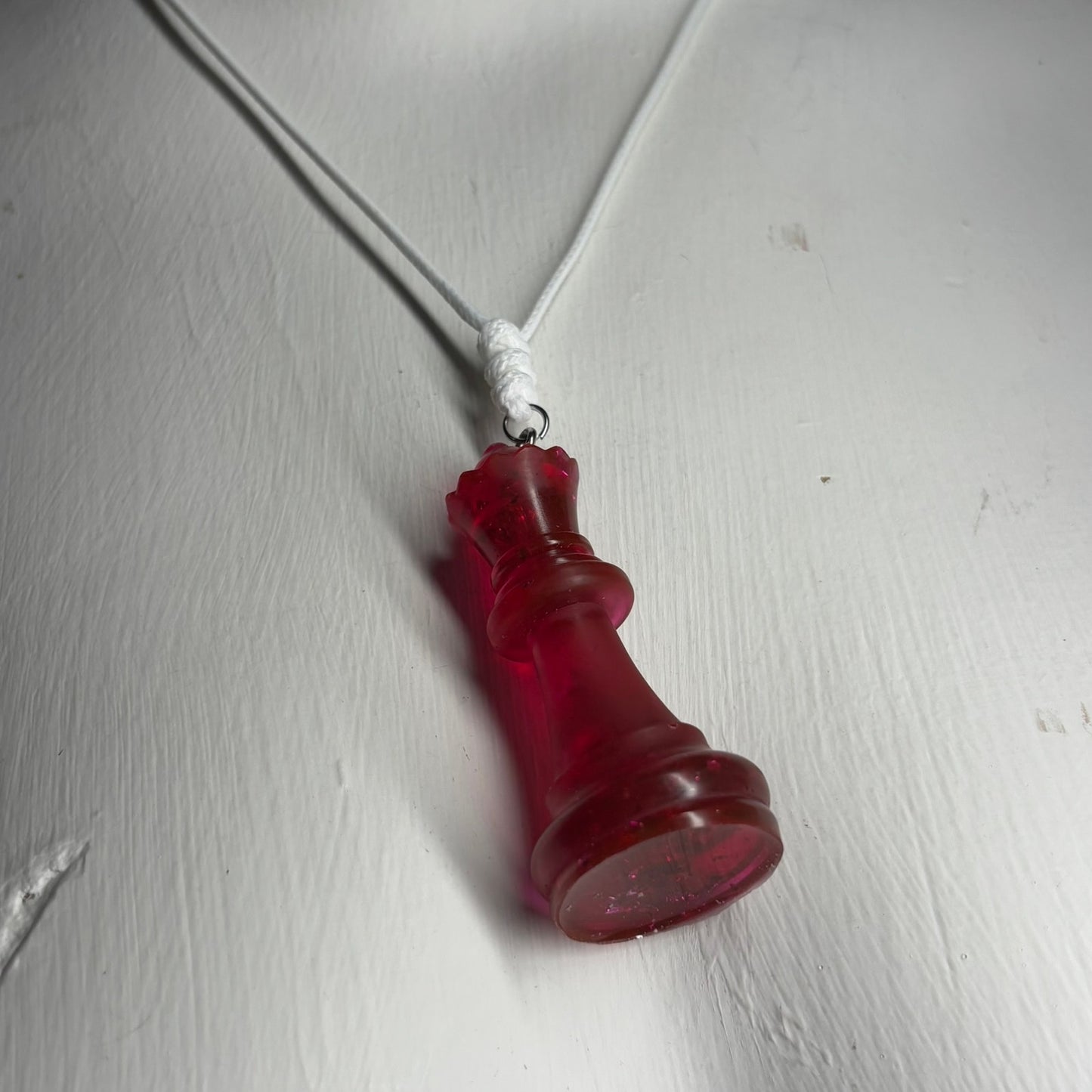Red Crystal Queen - Handmade Resin Chess Necklace