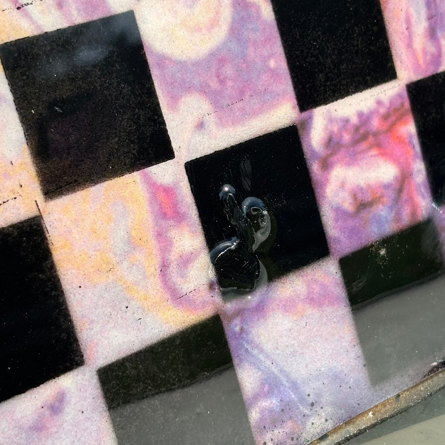 Purple Pink Swirl - Resin Coated Chess Board