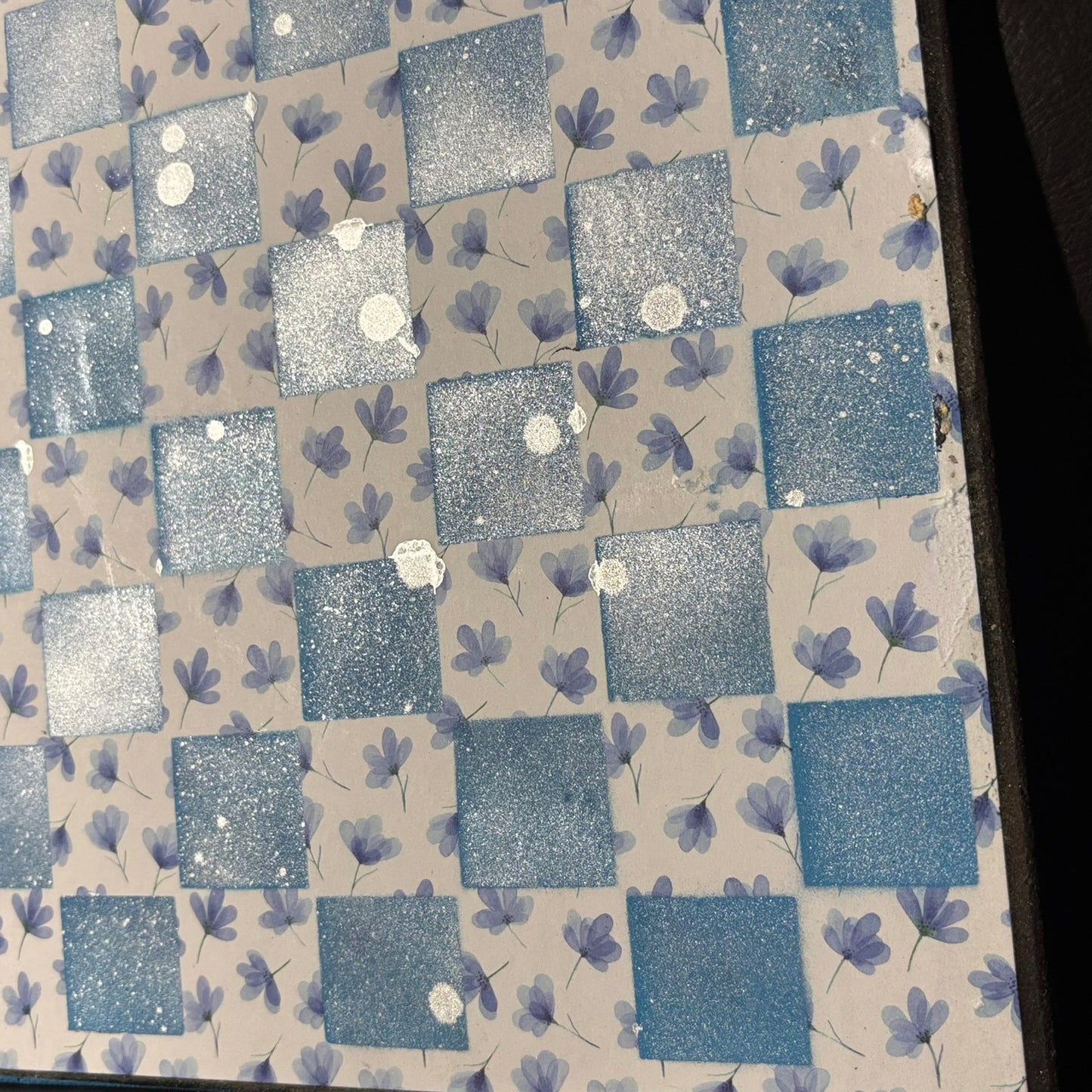 Blight Blue Flowers - Scrapbook Chess Board