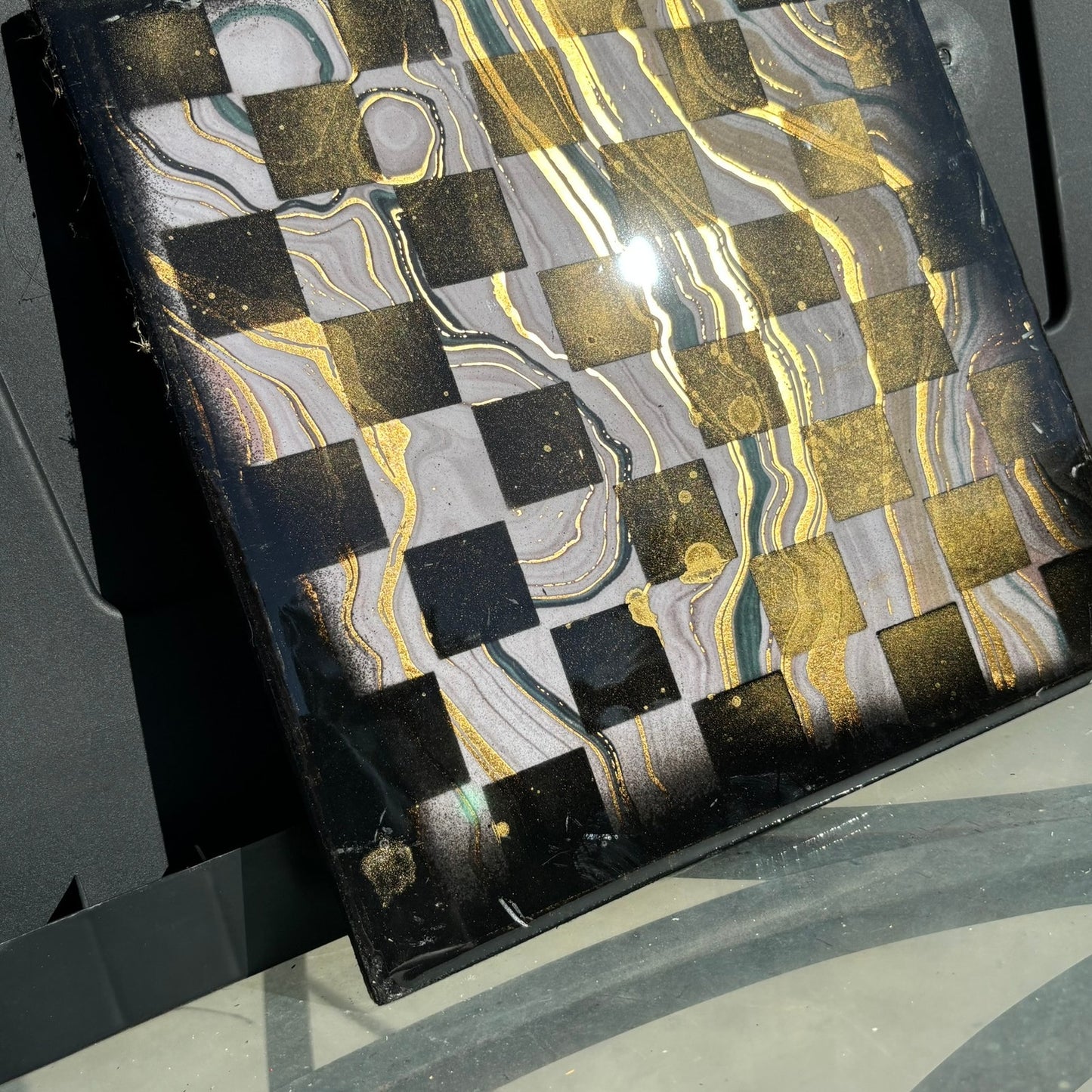 Marble Style Swirl - Resin Coated Chess Board