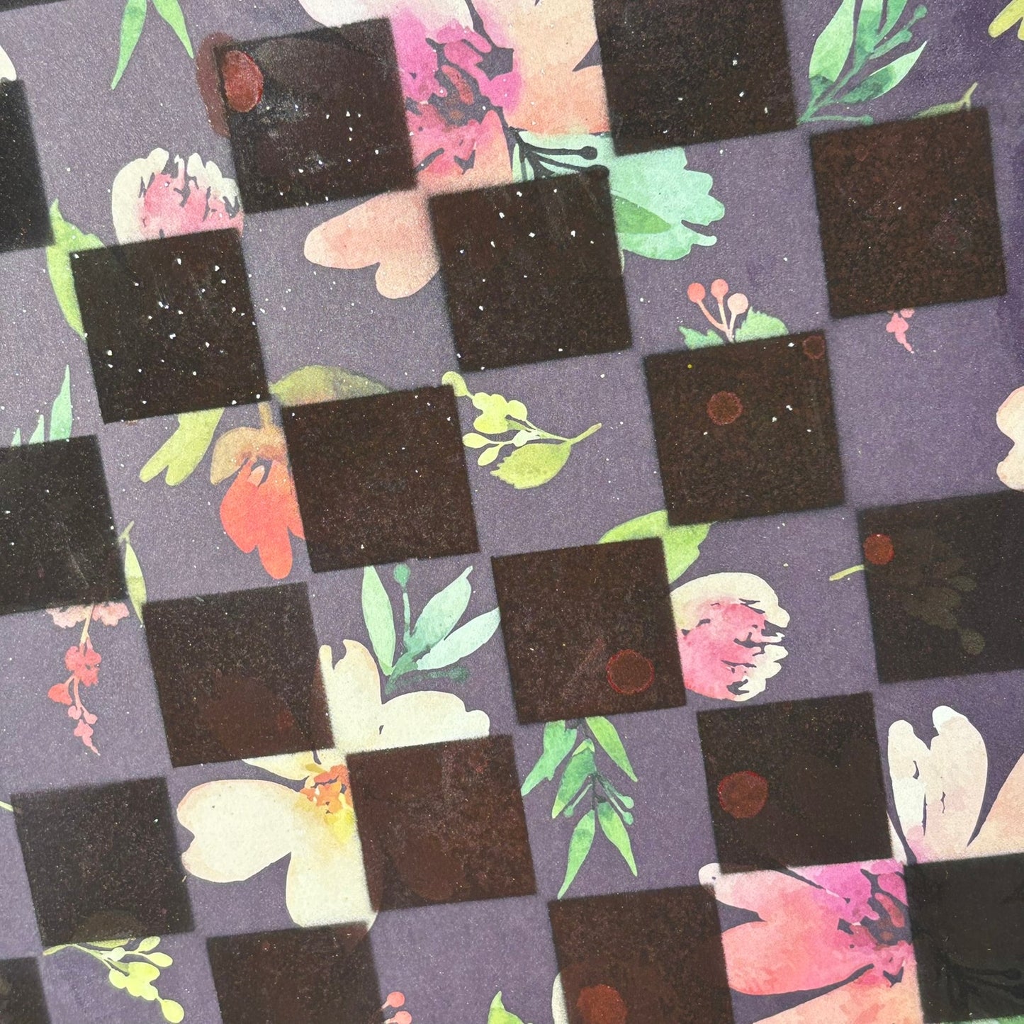 Dark Colored Flowers - Scrapbook Chess Board