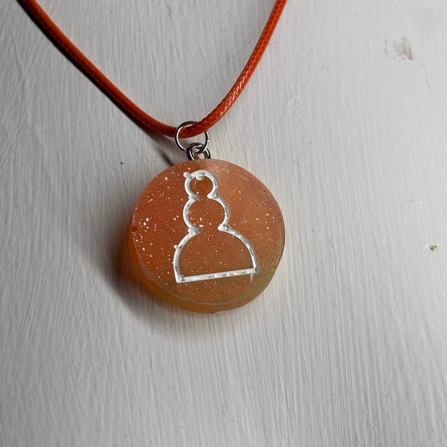 Orange Pawn Burst - Handmade Resin Chess Necklace
