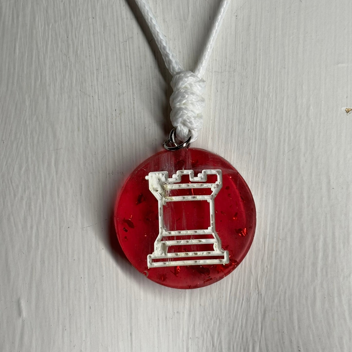Candy Red Rook - Handmade Resin Chess Necklace