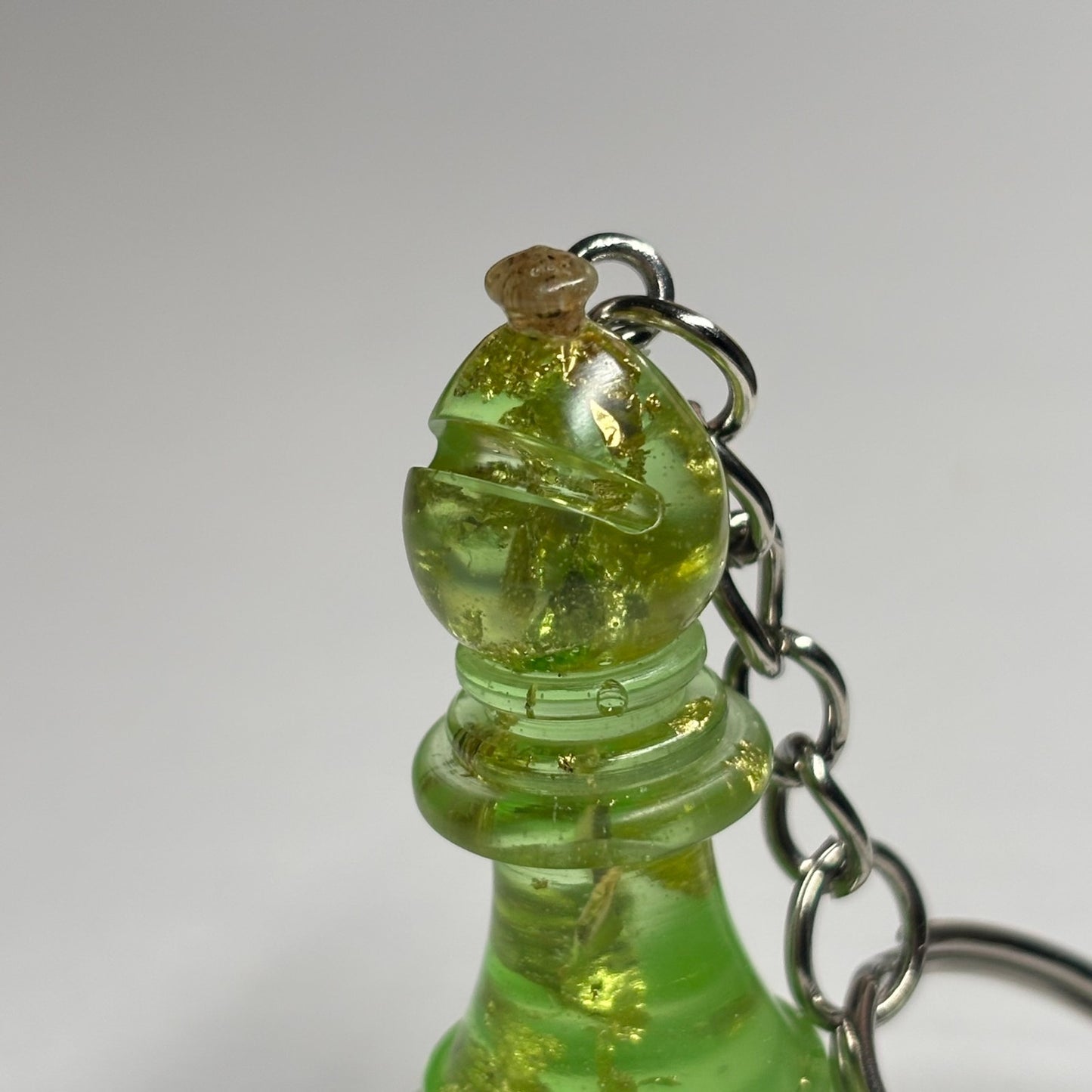 Lime Gold Bishop - Handmade Resin Keychain