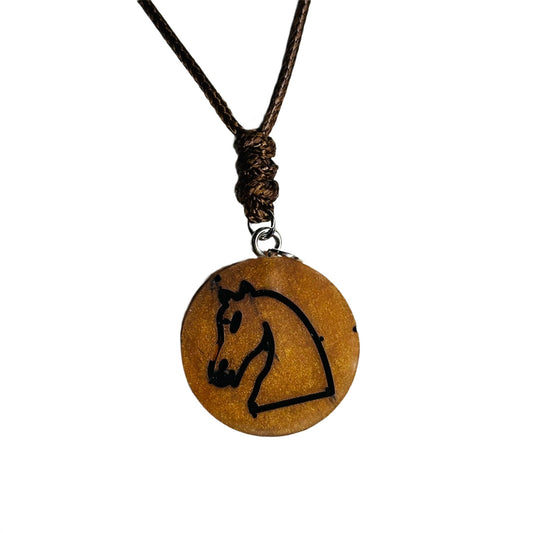 Orange Knight - Handmade Resin Chess Necklace