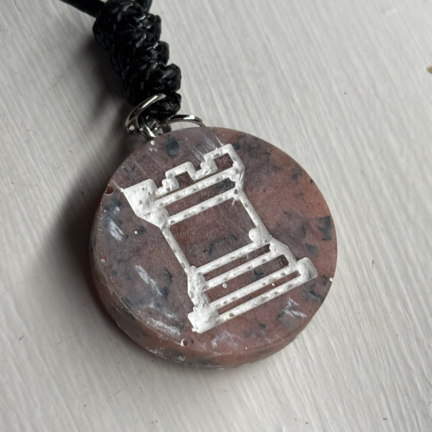 Brown Luxury Rook - Handmade Resin Chess Necklace