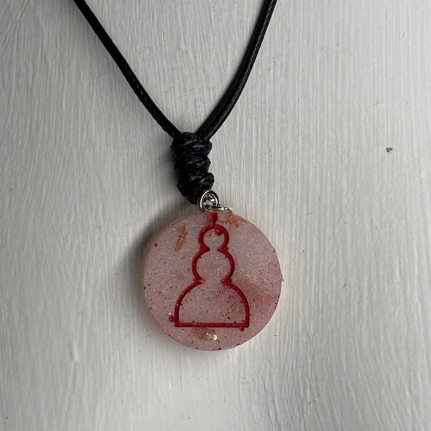 Red Print Pawn - Handmade Resin Chess Necklace