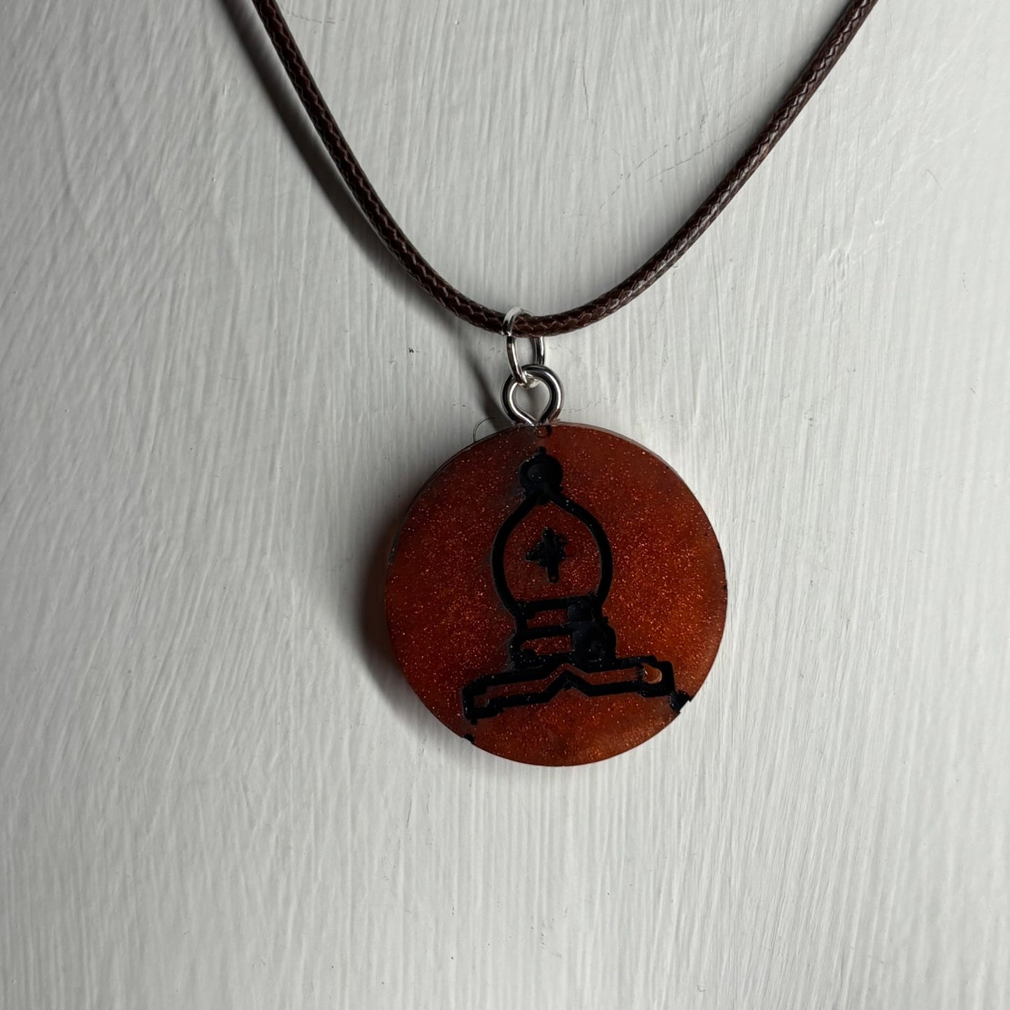 Dark Red Bishop - Handmade Resin Chess Necklace