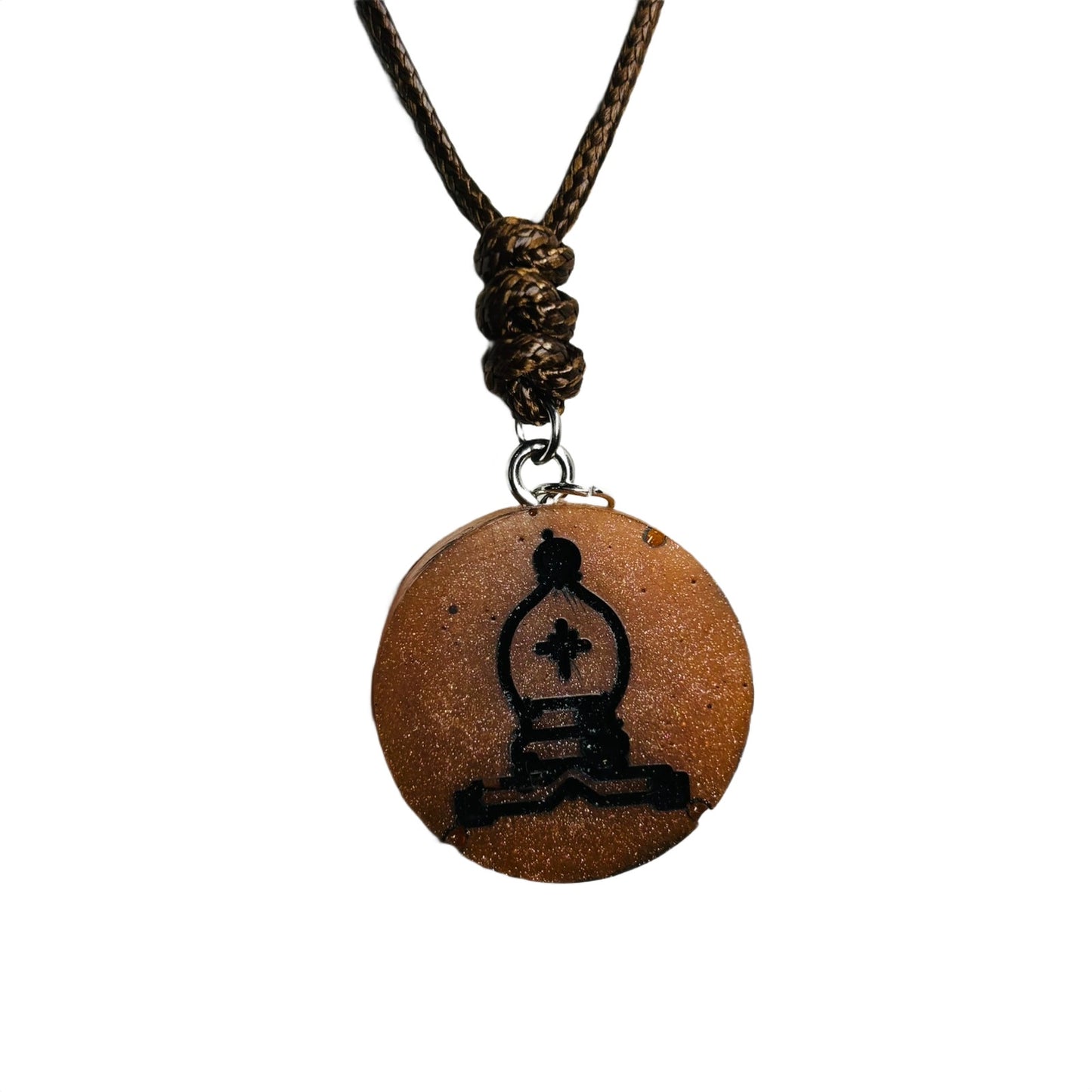 Brown Bishop - Handmade Resin Chess Necklace
