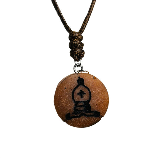 🎁 Brown Bishop - Handmade Resin Chess Necklace (100% off)