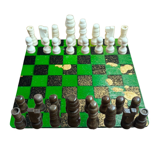 Green & Golden Black - Mini Chess Set