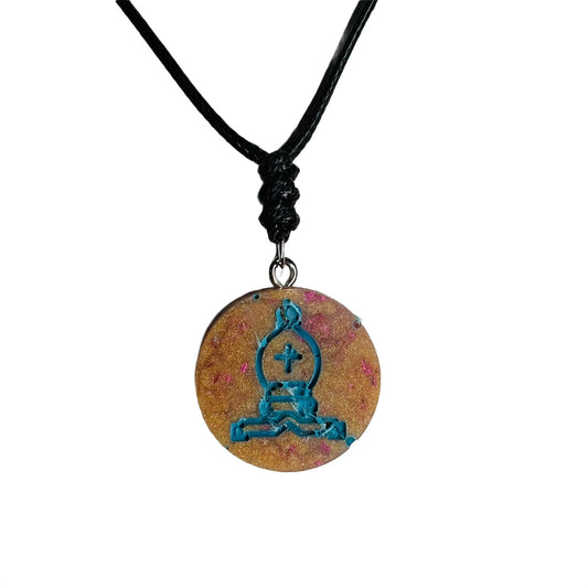 Yellow Crystal Bishop - Handmade Resin Chess Necklace