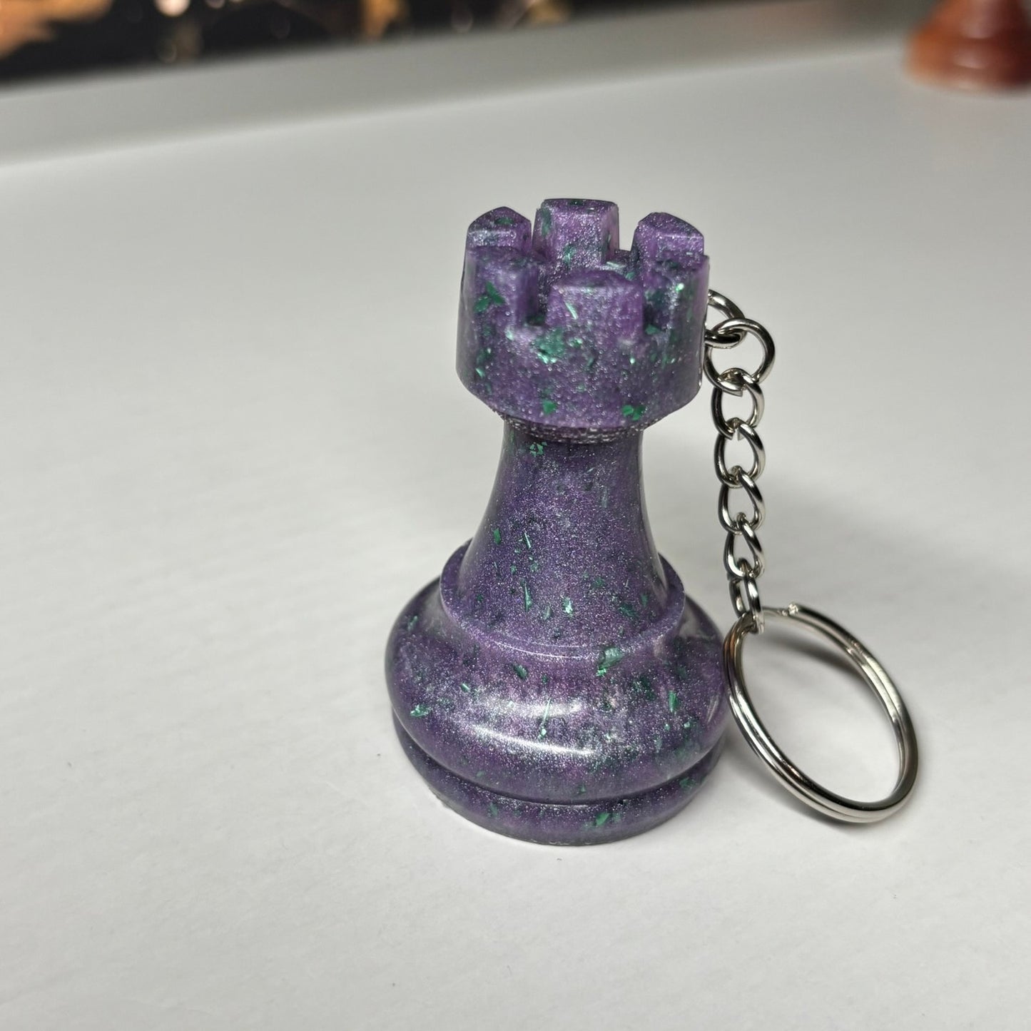 Midnight Purple Rook - Handmade Resin Keychain - Large Edition