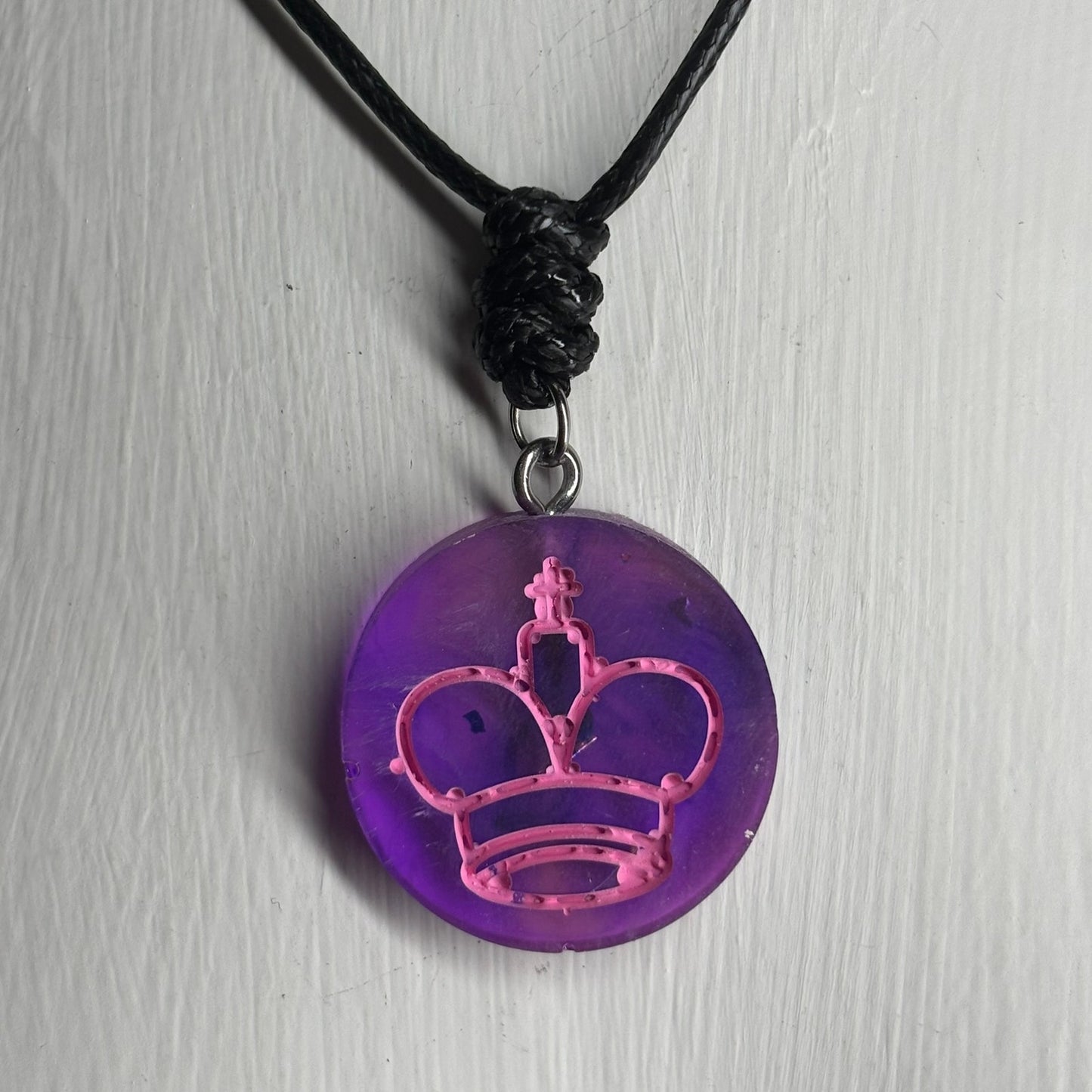 Purple Pink King - Handmade Resin Chess Necklace