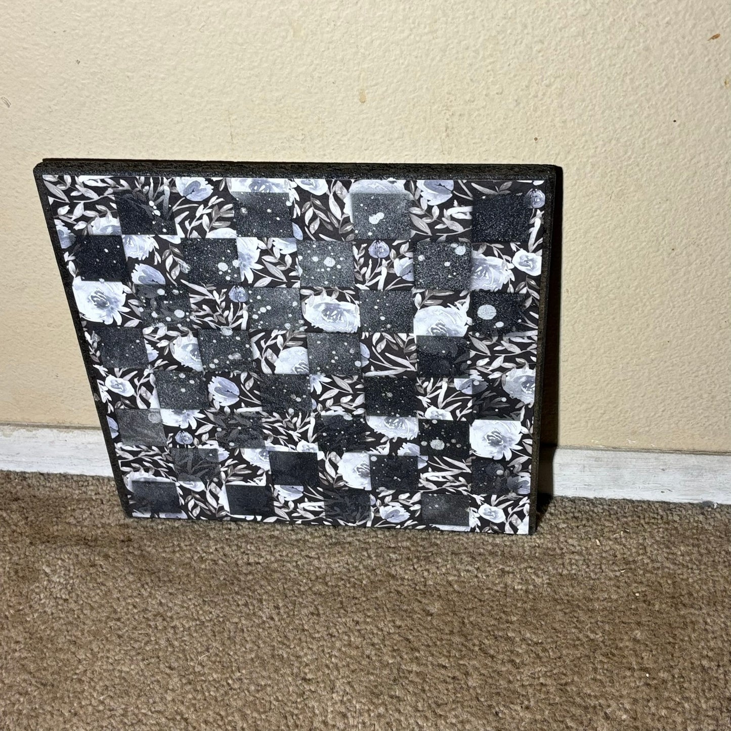 Snow Stained Flowers - Scrapbook Chess Board