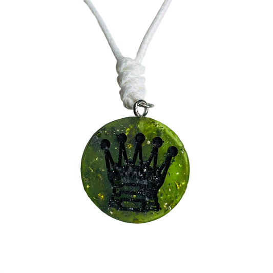 Dark Crystal Green - Handmade Resin Chess Necklace