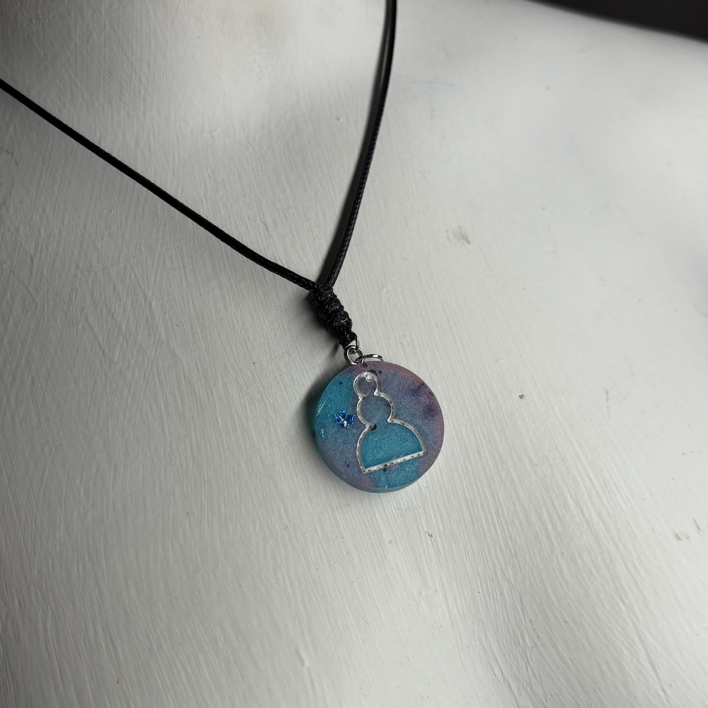 Blue Ice Pawn - Handmade Resin Chess Necklace