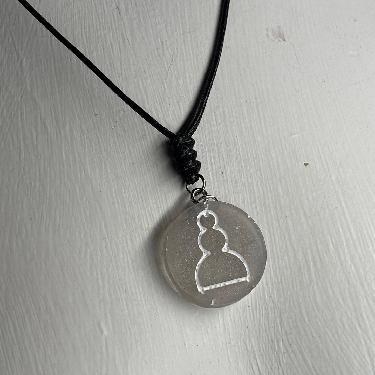 White Pawn - Handmade Resin Chess Necklace