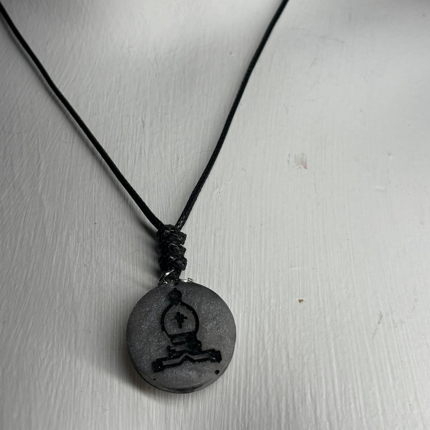 Gray Bishop - Handmade Resin Chess Necklace