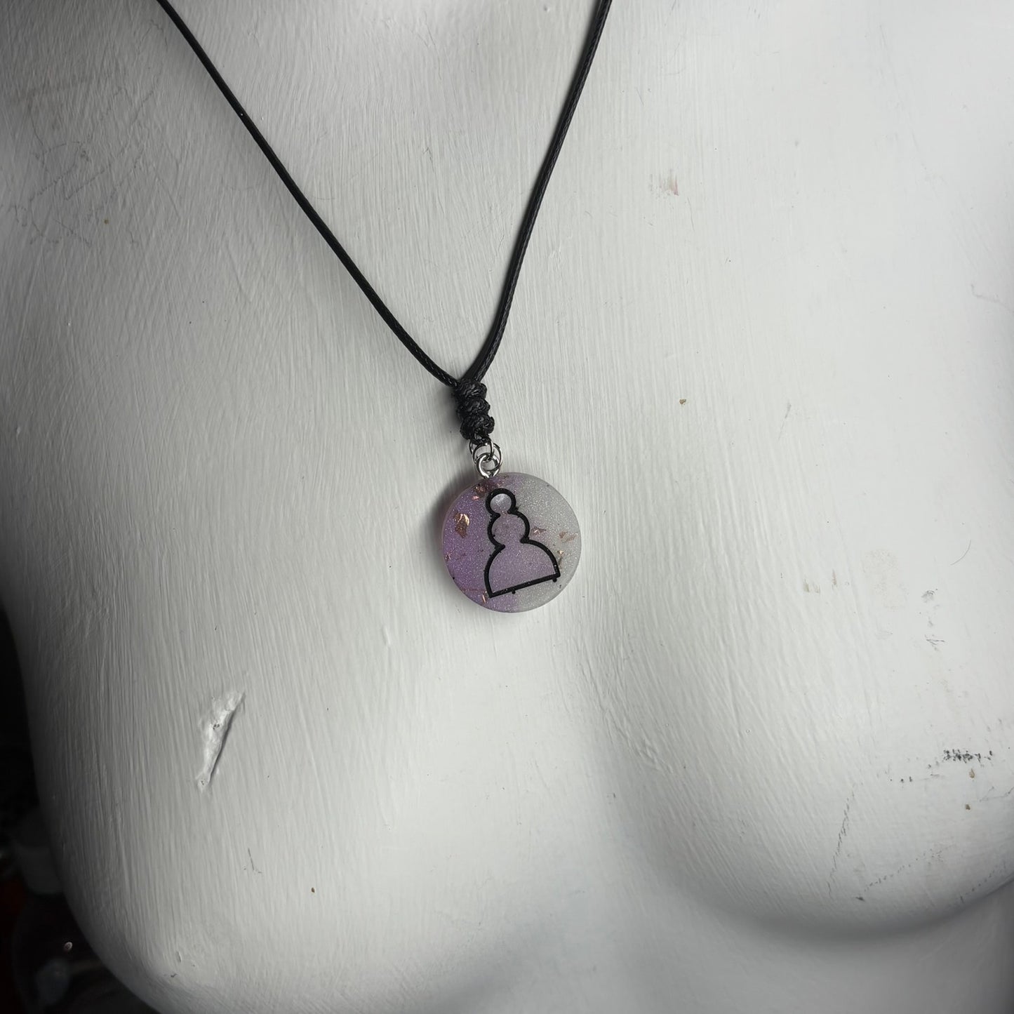 Purple Crystal Pawn - Handmade Resin Chess Necklace