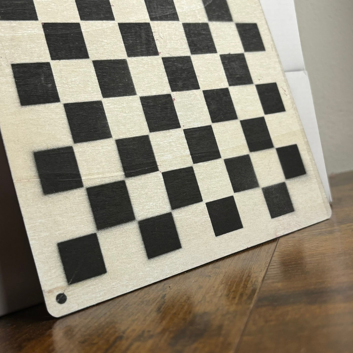 Cream White & Black - Painted Thin Wooden Chess Board