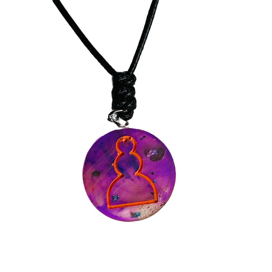 Purple Fusion Pawn - Handmade Resin Chess Necklace