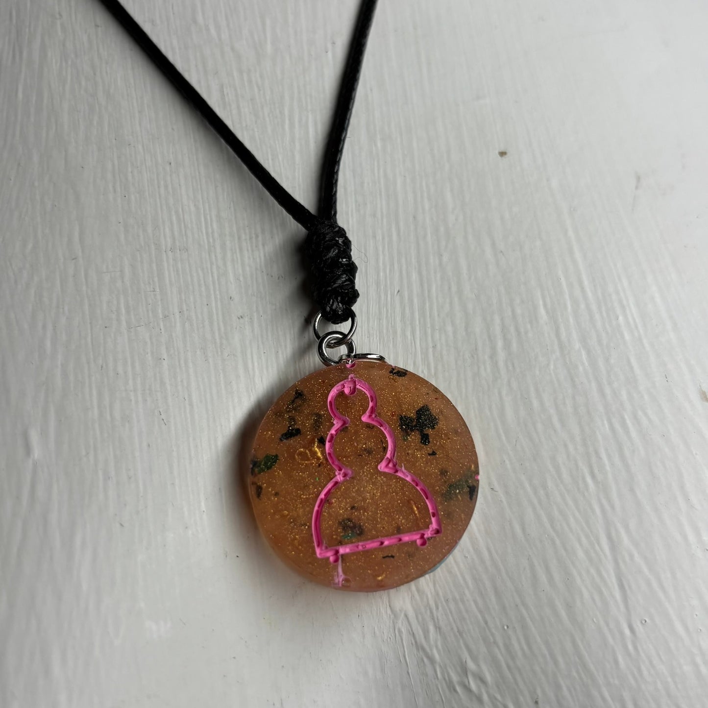 Orange/Pink Pawn - Handmade Resin Chess Necklace