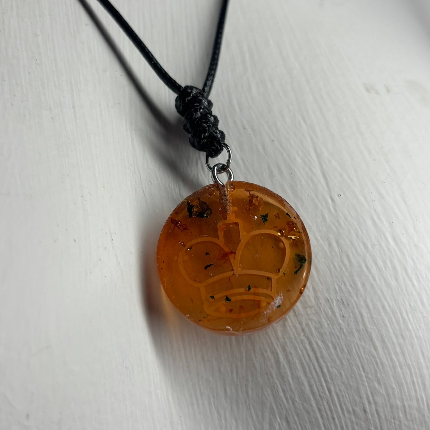 Amber King - Handmade Resin Chess Necklace