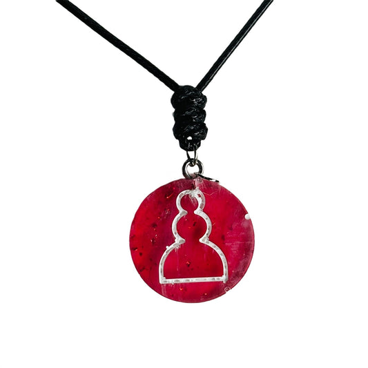 Red Pawn - Handmade Resin Chess Necklace